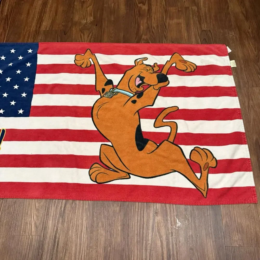 Vintage 2002 RARE Scooby‎ Doo USA American Flag Beach Towel Size Unisex 54x28